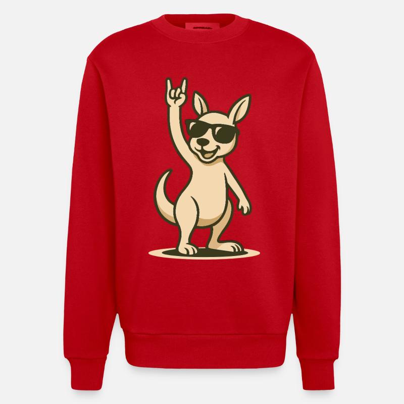 Rocker-Roo in Sonnenbrille - Heavyweight Oversized Organic Crew Neck Made in EU - Rot
