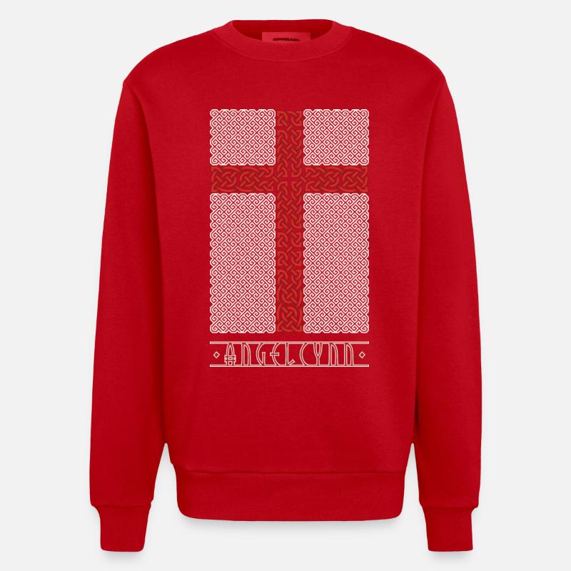 Wikingerstil England Flagge - Heavyweight Oversized Organic Crew Neck Made in EU - Rot