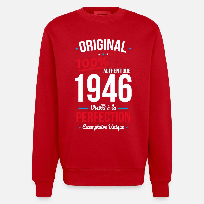 1946 – Original – Exemplaire unique - Sweat bio épais oversize fabriqué en UE - rouge
