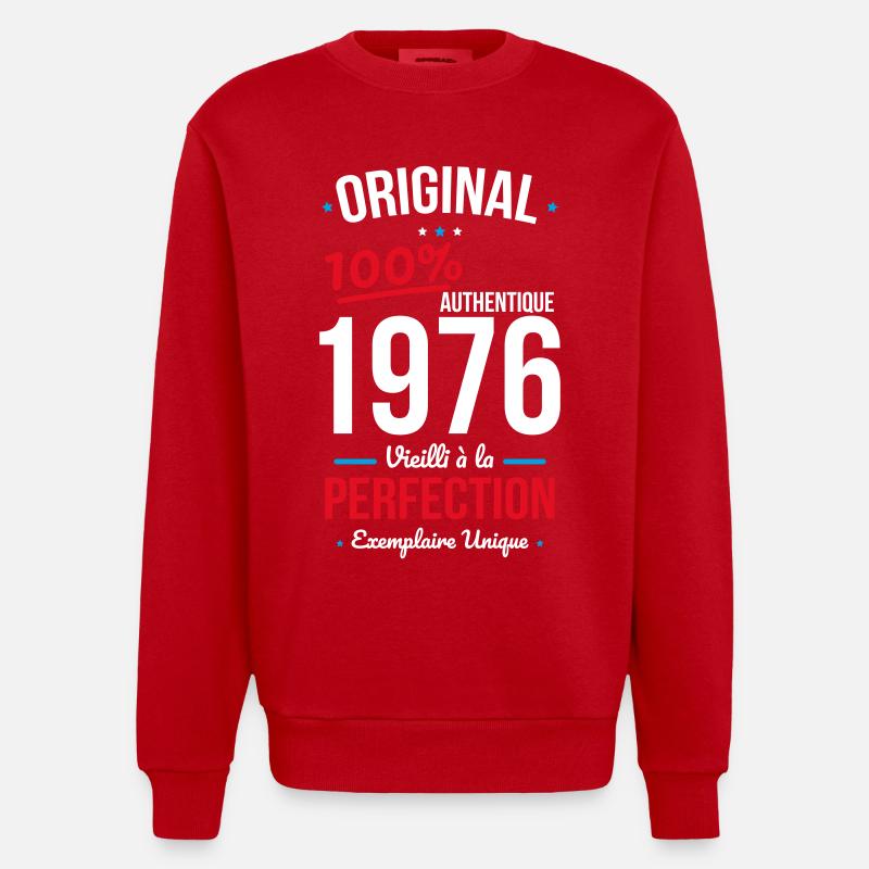 1976 – Original – Einzigartiges Exemplar - Heavyweight Oversized Organic Crew Neck Made in EU - Rot
