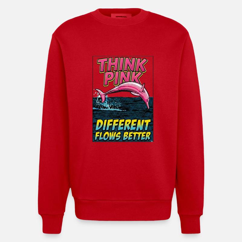 Pensez à Pink Dolphin : Meilleur Flow - Sweat bio épais oversize fabriqué en UE - rouge