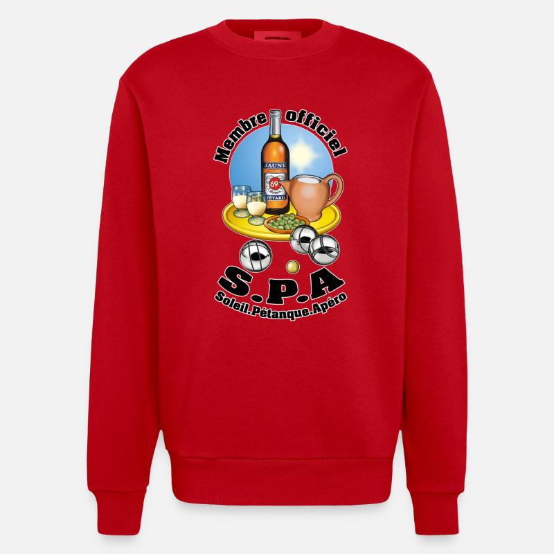 s.p.a soleil pétanque apéro - Sweat bio épais oversize fabriqué en UE - rouge