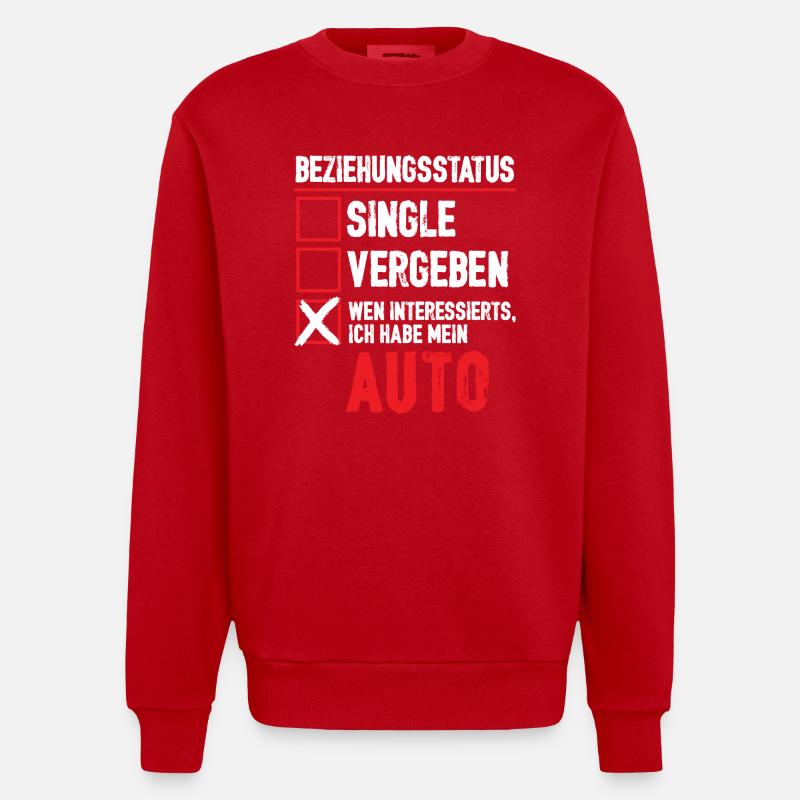 Beziehungsstatus Auto - Heavyweight Oversized Organic Crew Neck Made in EU - Rot