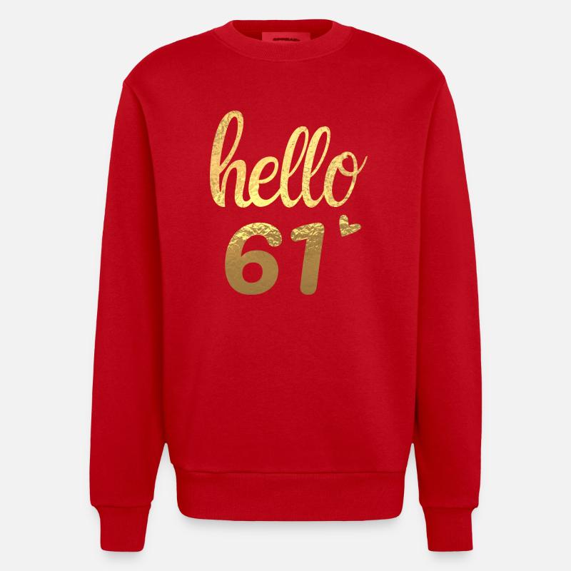 Hello 61 doré - Sweat bio épais oversize fabriqué en UE - rouge
