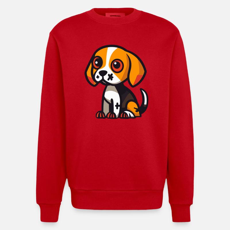 Beagle Hund Halloween Tier - Heavyweight Oversized Organic Crew Neck Made in EU - Rot