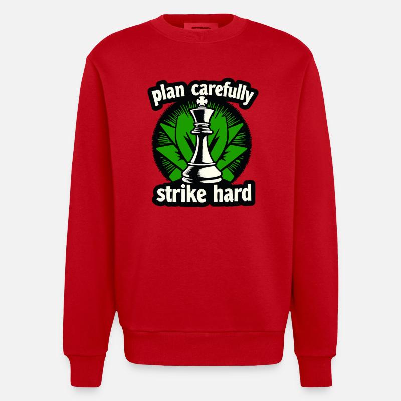 Schach plan carefully strike hard - Heavyweight Oversized Organic Crew Neck Made in EU - red