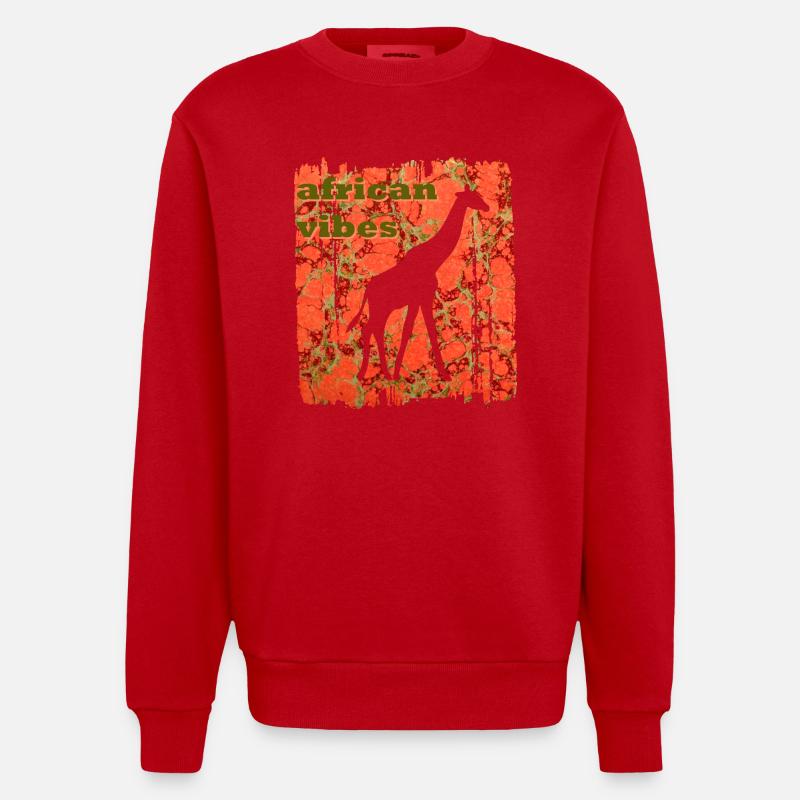 girafe e 213 - Sweat bio épais oversize fabriqué en UE - rouge