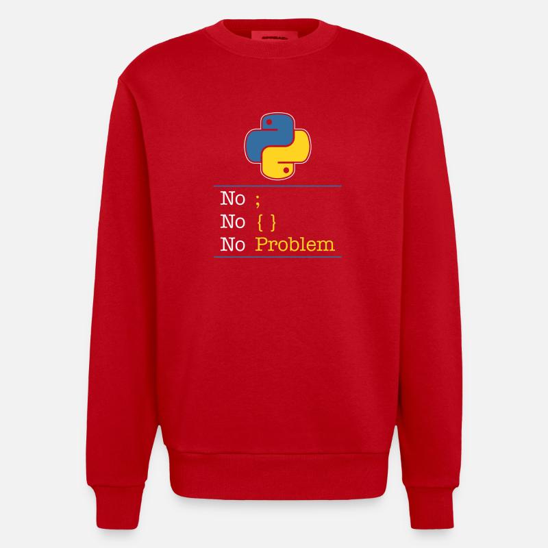 Python nie ma problemu - Ekologiczna bluza z okrągłym dekoltem z grubego materiału wyprodukowana w UE - czerwony