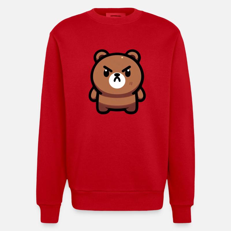 Art féroce de l’ours brun - Sweat bio épais oversize fabriqué en UE - rouge