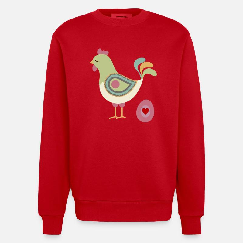 Poulet aux œufs de Pâques - Sweat bio épais oversize fabriqué en UE - rouge