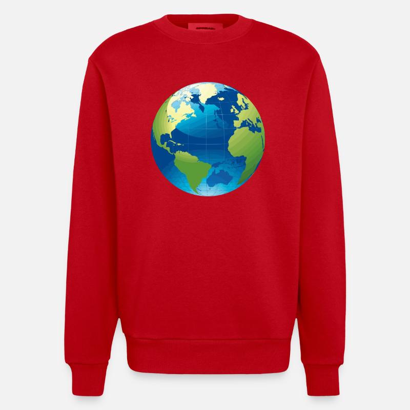 Erde Motiv als Geschenkidee - Heavyweight Oversized Organic Crew Neck Made in EU - Rot