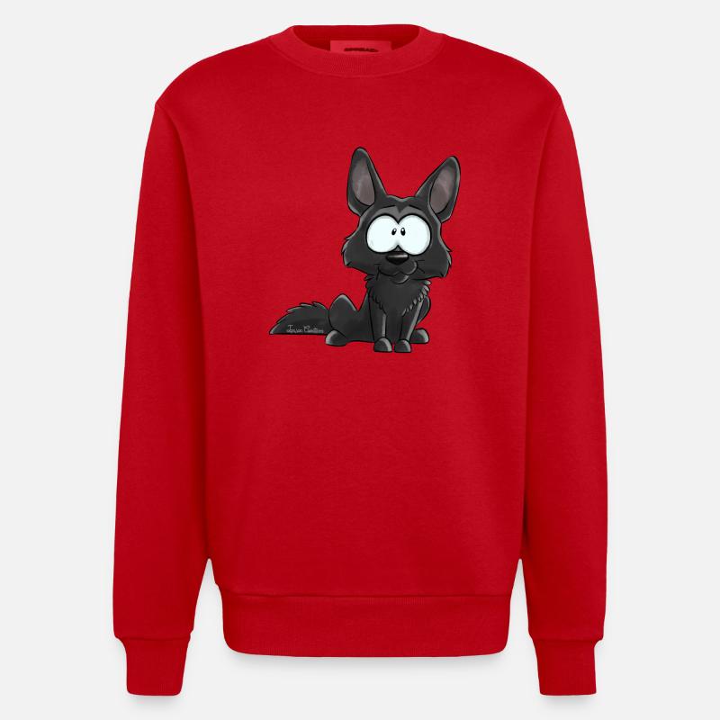 I am Black German Shepherd - Heavyweight Oversized Organic Crew Neck Made in EU - red