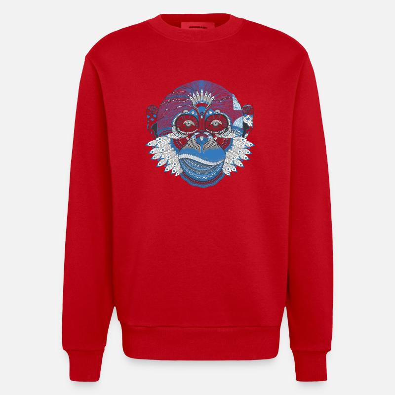Abstrakter Affe Geschenk Geschenkidee - Heavyweight Oversized Organic Crew Neck Made in EU - Rot