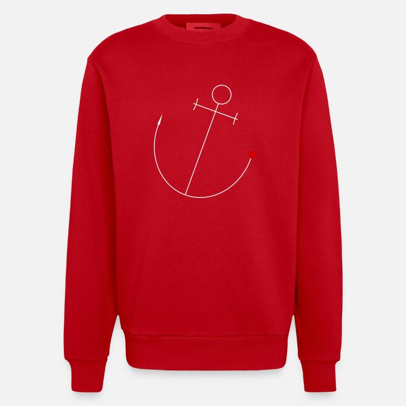 Anker mit Herz - Heavyweight Oversized Organic Crew Neck Made in EU - Rot