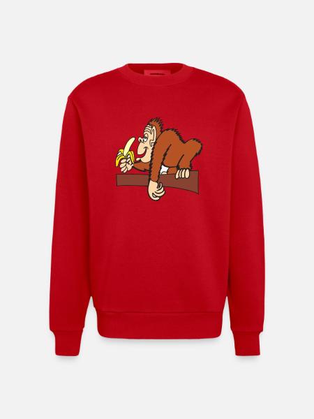 AFFE MIT BANANE! - Heavyweight Oversized Organic Crew Neck Made in EU - Rot
