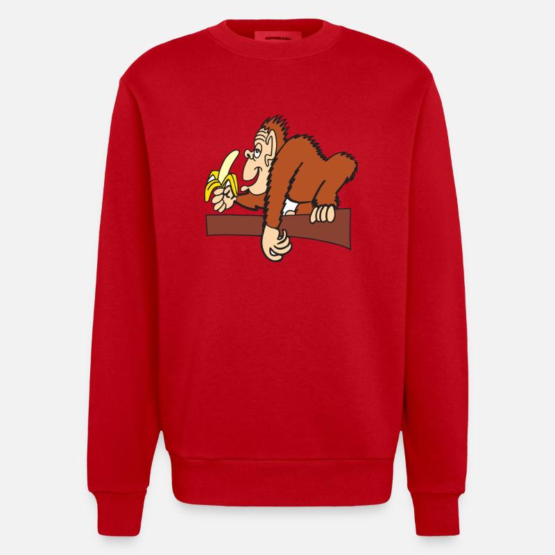 AFFE MIT BANANE! - Heavyweight Oversized Organic Crew Neck Made in EU - Rot