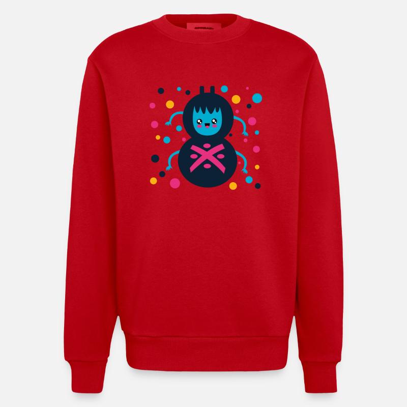 cute spider, gift, spinner - Heavyweight Oversized Organic Crew Neck Made in EU - red