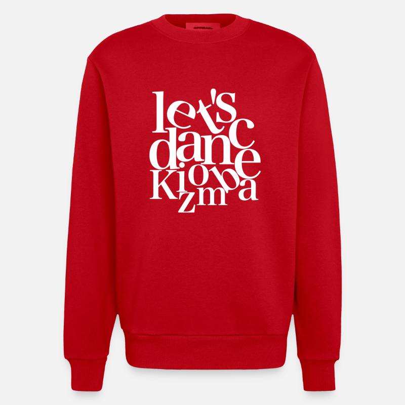 Let`s dance Kizomba - white Danceshirt - Heavyweight Oversized Organic Crew Neck Made in EU - Rot