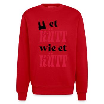 Karneval - Heavyweight Oversized Organic Crew Neck Made in EU - Rot - Vorne - AI Model Female 172 light (172cm) & AI Model Male 178 light (178cm)