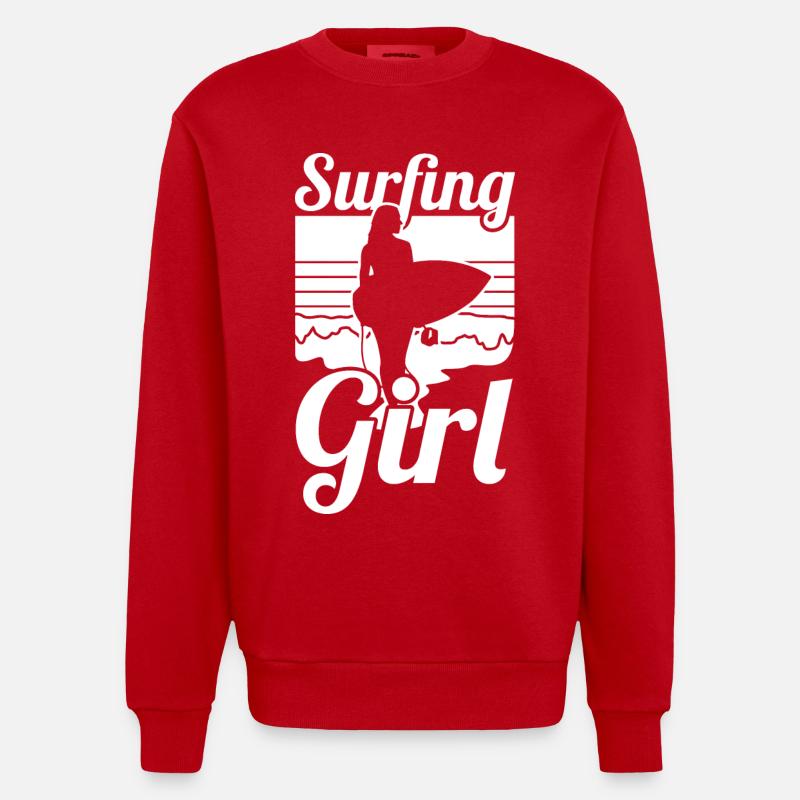 Surfermädchen - Heavyweight Oversized Organic Crew Neck Made in EU - Rot
