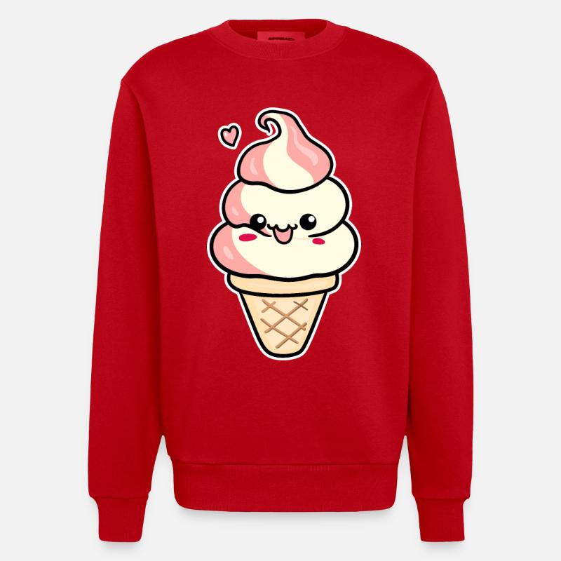 Crème glacée de dessin animé - Sweat bio épais oversize fabriqué en UE - rouge
