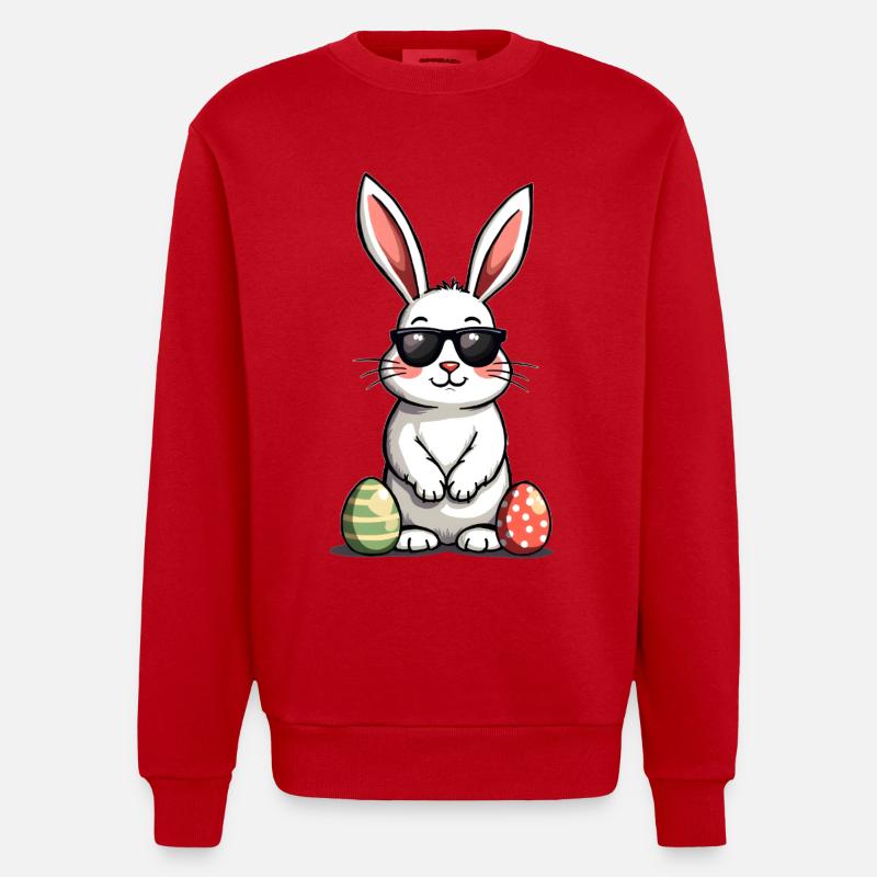 Cooler Osterhase - Heavyweight Oversized Organic Crew Neck Made in EU - Rot