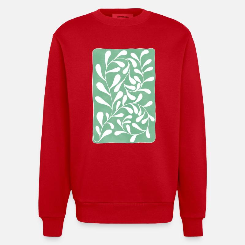 Eukalyptusblätter - Heavyweight Oversized Organic Crew Neck Made in EU - Rot