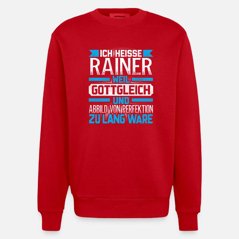 RAINER - Gottgleich Geschenk - Heavyweight Oversized Organic Crew Neck Made in EU - Rot