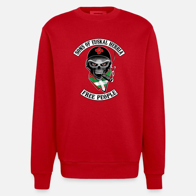 basques bikers design - Sweat bio épais oversize fabriqué en UE - rouge