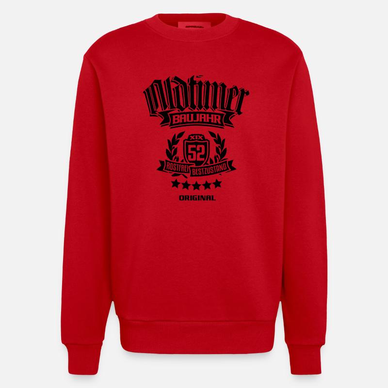 Oldtimer Baujahr 1952 - Heavyweight Oversized Organic Crew Neck Made in EU - Rot