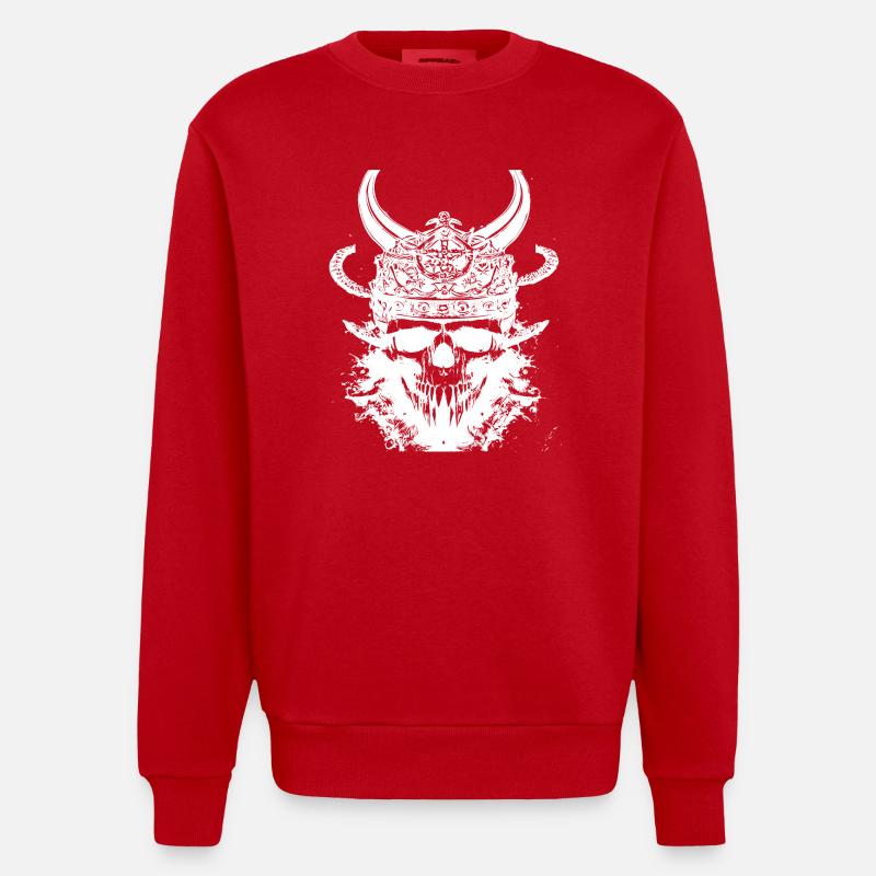 Wikinger Schädel - Heavyweight Oversized Organic Crew Neck Made in EU - Rot
