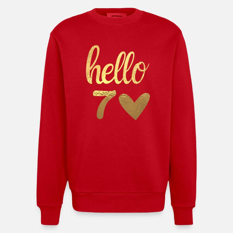 Hello 70 doré - Sweat bio épais oversize fabriqué en UE - rouge