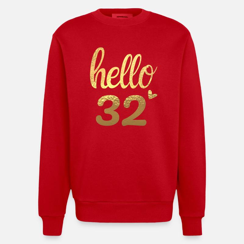 Hello 32 doré - Sweat bio épais oversize fabriqué en UE - rouge