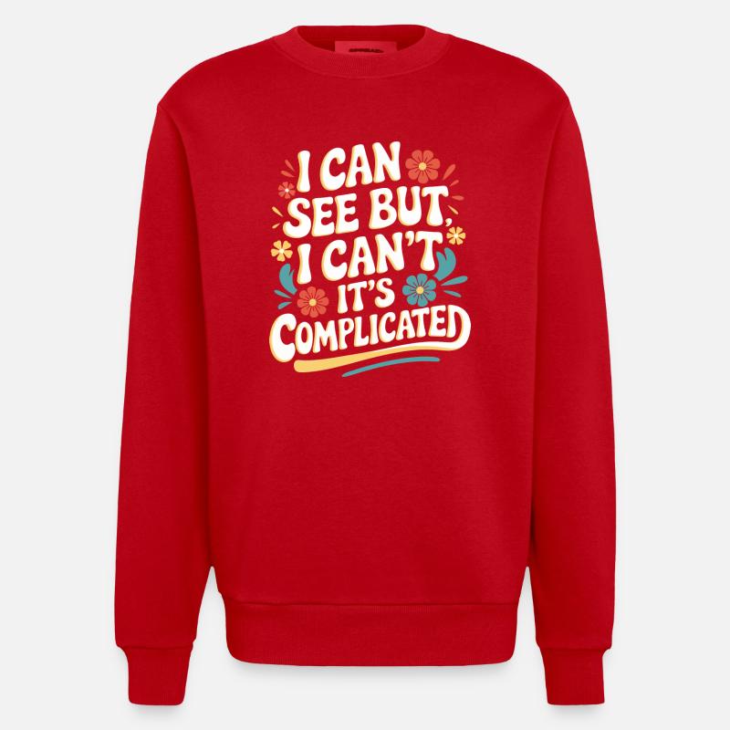 Blinde Blindheit Sehbehinderte Menschen - Heavyweight Oversized Organic Crew Neck Made in EU - Rot
