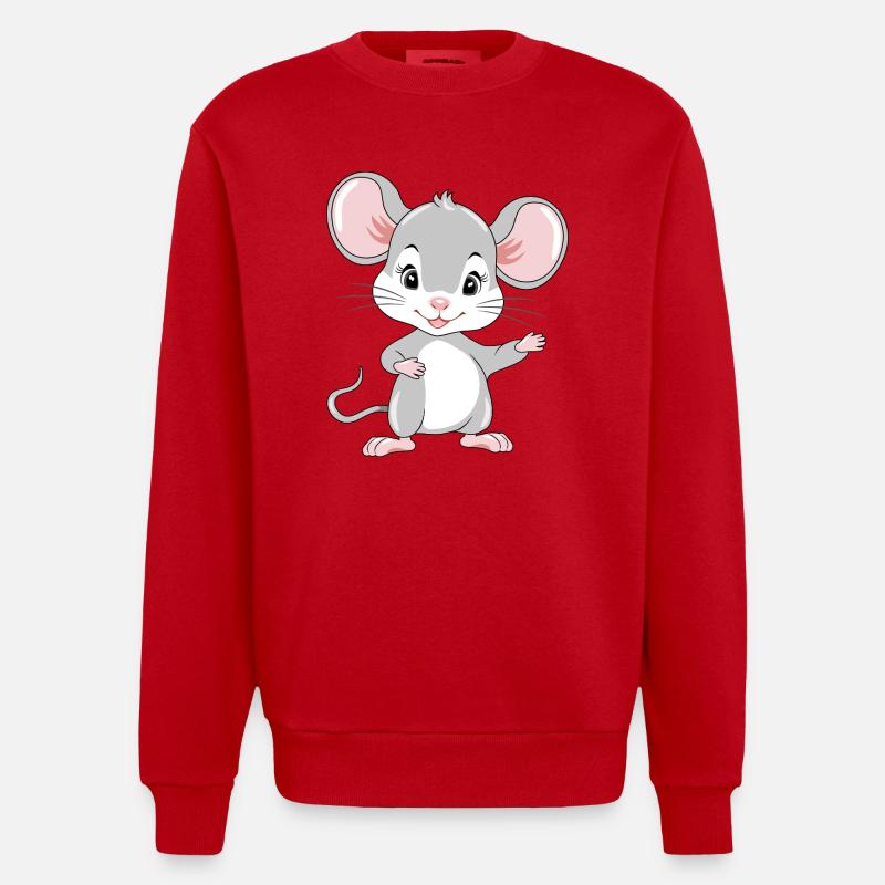 Accueillant bébé souris mignon - Sweat bio épais oversize fabriqué en UE - rouge