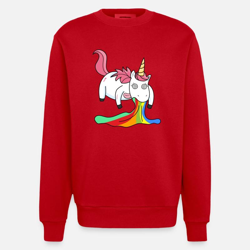 Kotzendes Einhorn Regenbogen - Heavyweight Oversized Organic Crew Neck Made in EU - Rot