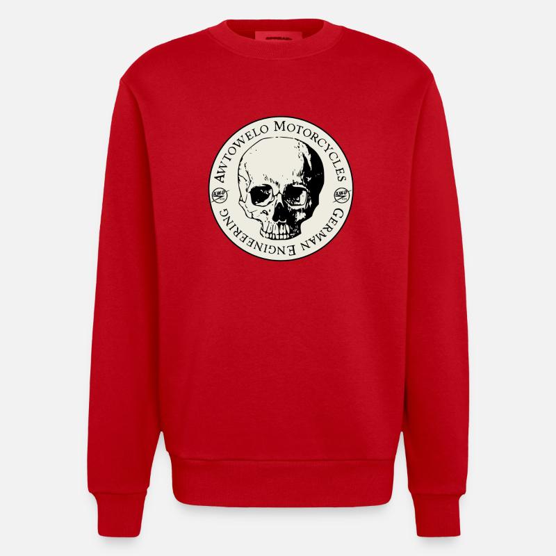 Awtowelo Motorcycles German Engineering - Sweat bio épais oversize fabriqué en UE - rouge