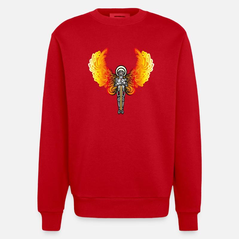 Feuer Engel - Heavyweight Oversized Organic Crew Neck Made in EU - Rot