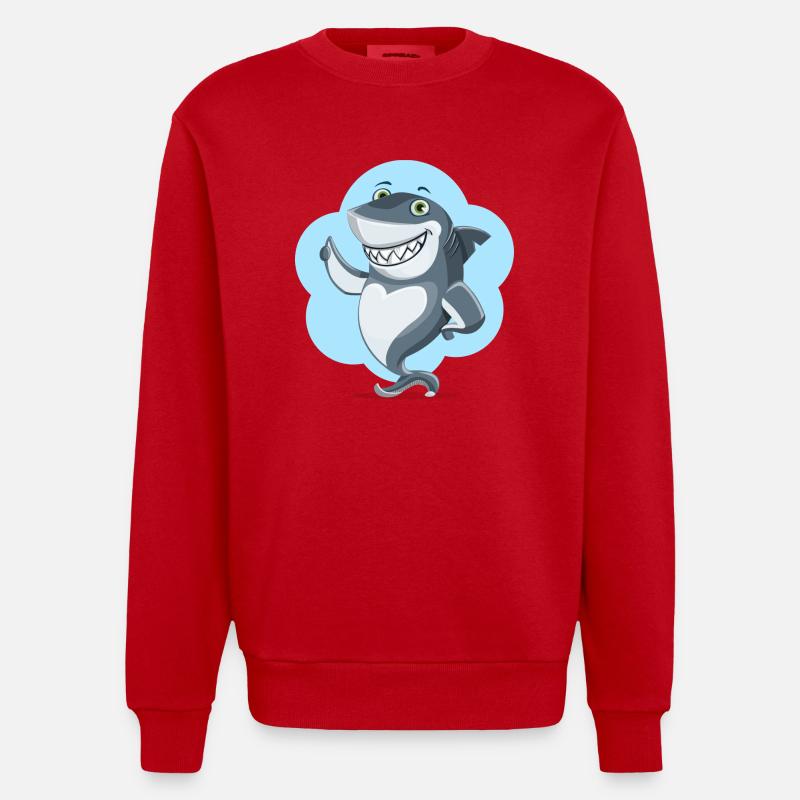requin drôle - Sweat bio épais oversize fabriqué en UE - rouge