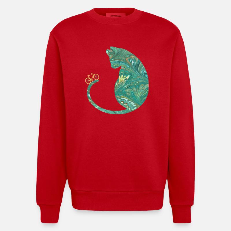 chat et vélo e 71 - Sweat bio épais oversize fabriqué en UE - rouge