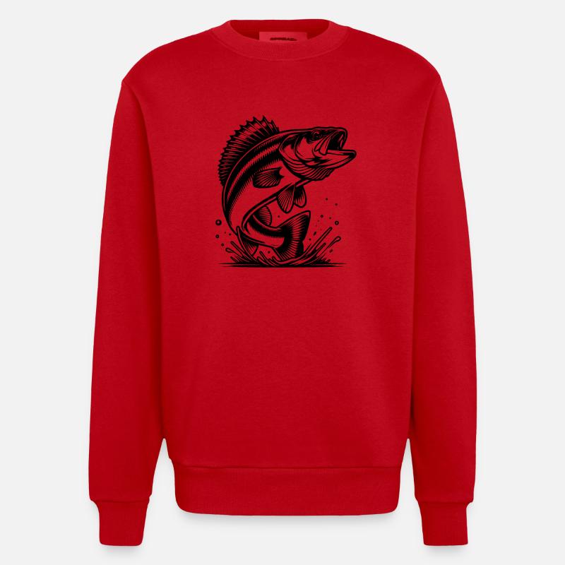 Prédateur élégant sauteur de sandre - Sweat bio épais oversize fabriqué en UE - rouge