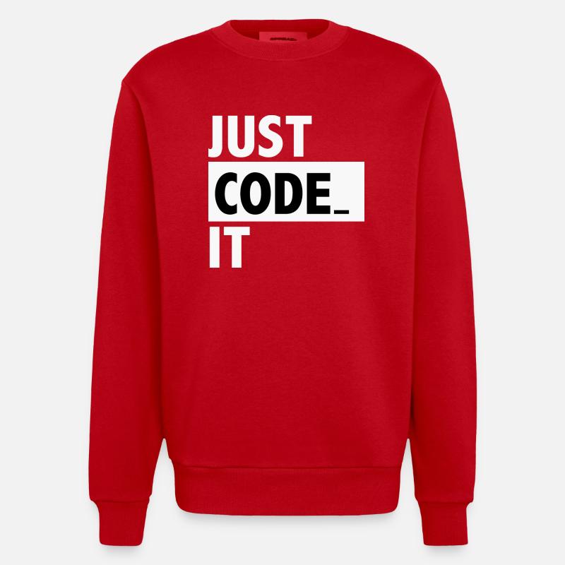 just code it - Sweat bio épais oversize fabriqué en UE - rouge