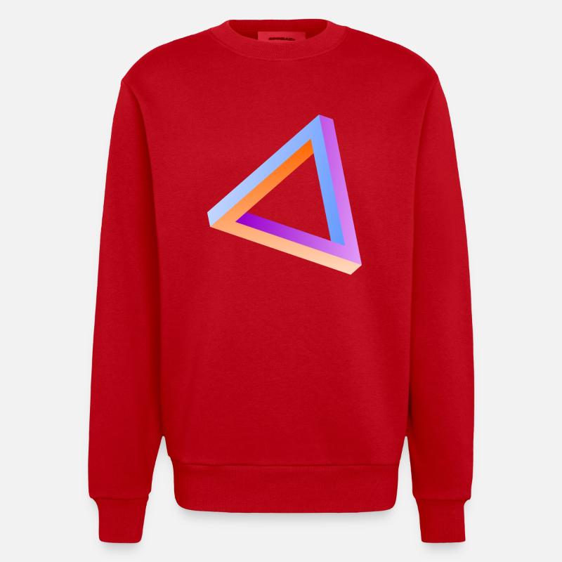 Illusion d'optique triangle impossible - Sweat bio épais oversize fabriqué en UE - rouge
