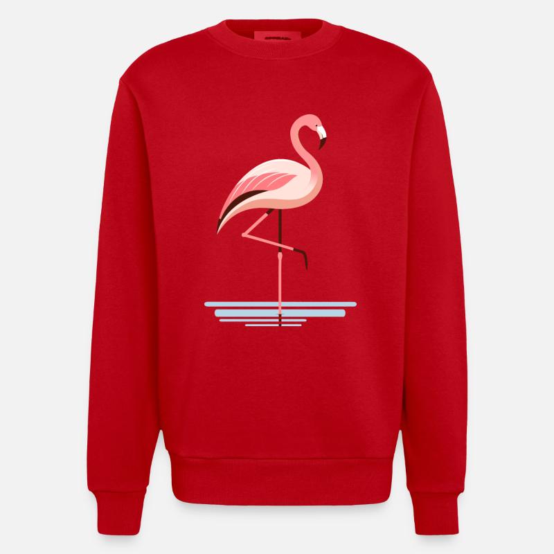 Flamant rose dans l’eau - Sweat bio épais oversize fabriqué en UE - rouge