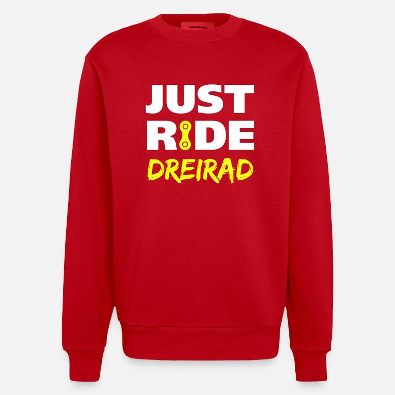 Just ride Dreirad Geschenk - Heavyweight Oversized Organic Crew Neck Made in EU - Rot