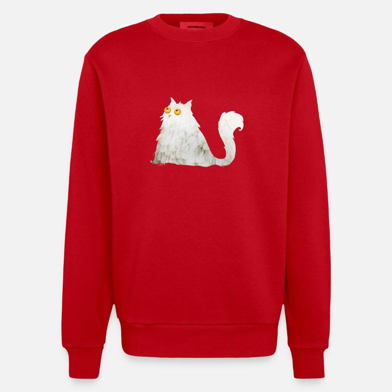 mollige Katze - Heavyweight Oversized Organic Crew Neck Made in EU - Rot