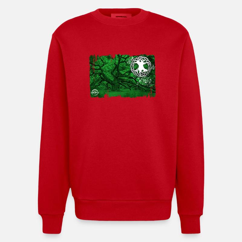 eiche mit lebensbaum grün - Heavyweight Oversized Organic Crew Neck Made in EU - Rot