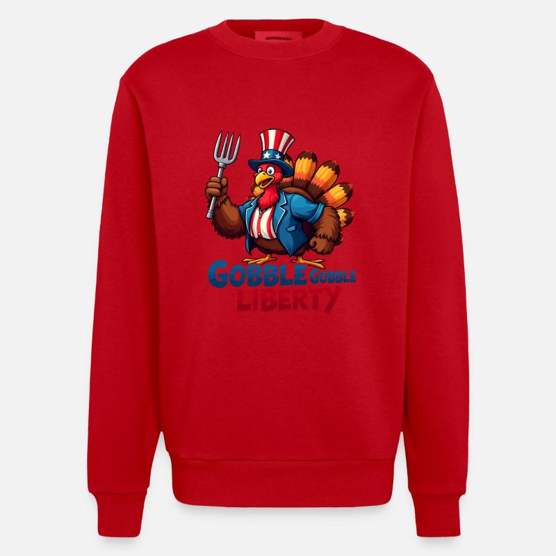 Gobble Gobble Liberty - Heavyweight Oversized Organic Crew Neck Made in EU - red