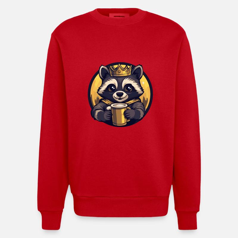 Waschbär Bier - Heavyweight Oversized Organic Crew Neck Made in EU - Rot