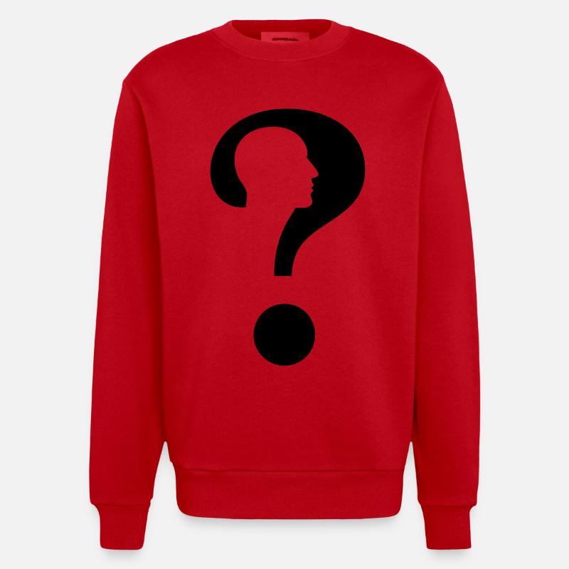 Point d’interrogation avec silhouette homme # - Sweat bio épais oversize fabriqué en UE - rouge